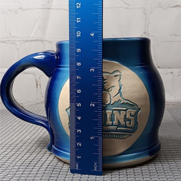 Bob Jones University Bruins Blue Ceramic Belly Mug Hollowed Earth Pottery - Picture 10 of 10